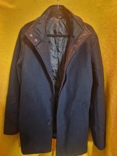 Mens Navy Wool Long Coat Overcoat Winter Mod Covert Warm Blue Christmas Present