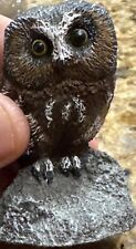 VTG Cold Bronze Cast Saw Whet Owl Figurine Crafted & Hand Painted Boone NC U.S.A