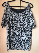 Black And White Cold Shoulder Top