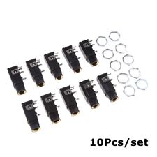 10Pc 4PIN Female Socket Stereo Audio Jack PCB Panel Mount Fixing Nut 1/4" 6.35mm