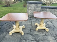 Vintage Henredon Neo Classical Regency Walnut Pillar End Tables - A Pair