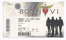 Bon Jovi Original Concert Ticket - The O2 Arena, June 2010