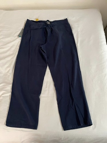 Men navy linen trousers - men's,