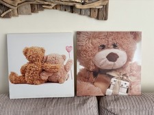 2x Large Teddy Bear Canvas Bedroom Wall Print Pictures