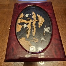 vintage Chinese lacquer jewelry box featuring a cork carving diorama