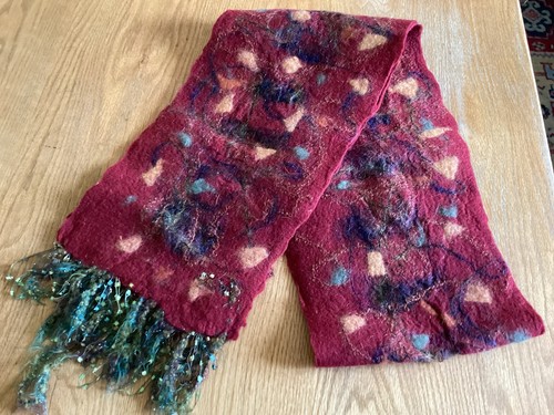 Handmade red boho felted - red, wool