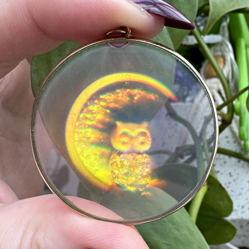 Vintage round owl moon - round,