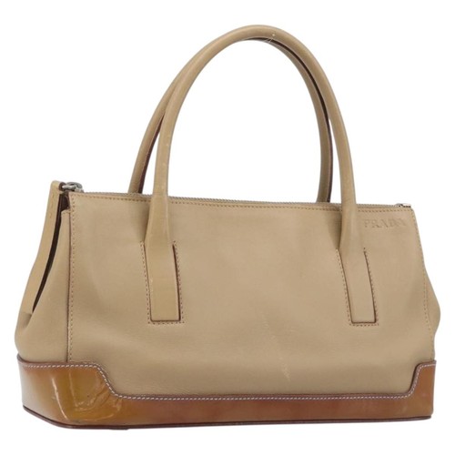 Prada hand bag leather beige - leather,