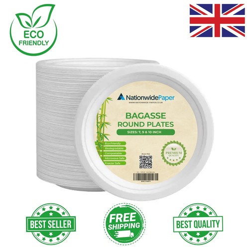 Strong round bagasse plates - round,