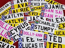 1 or 2 Personalised kids NUMBER PLATE stickers for child's ride On toy car jeep