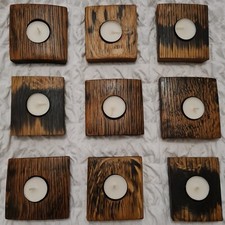 Rustic Oak Whisky Barrel Stave Tealight Candle Holder - Perfect Handcrafted Gift