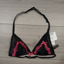 BNWT Ann Summers Amber Black & Pink Peephole Bra Size Small 