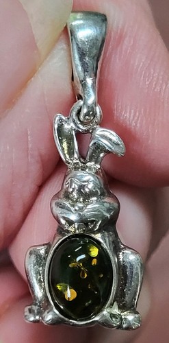 Silver green amber bunny - silver,