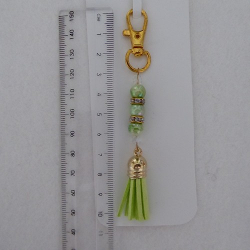 Key ring bright green - green, beads