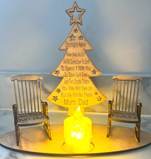 Personalised Christmas in heaven tree bench/ Chair memorial, with tee light