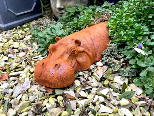 Rustic rusty metal hippo - rustic,