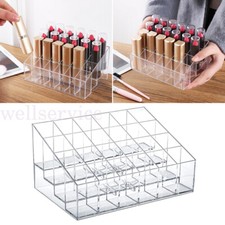 24 Lipstick Storage Case Clear Acrylic Cosmetic Organizer Display Stand Holder