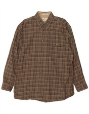 ORVIS Mens Flannel Shirt Large Beige Check Cotton AD12