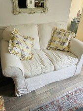 Pretty Two Seater Cream Cottage Sofa With removable Washable Covers