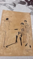Original vintage Erotic Fetish Ink Drawing Signed 1914