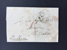 GB 1841 SHEFFIELD + BIRMINGHAM DDA POSTMARKS ON 1d "PRE PAID" MARK ENTIRE