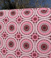 Groovy Pink Burgandy RETRO Mandela Flower Power 70s 60s VIntage Fabric Sheet