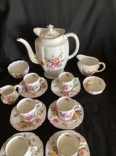 Royal Crown Derby China Derby Posies 17 Piece Coffee Set Large Coffee Pot