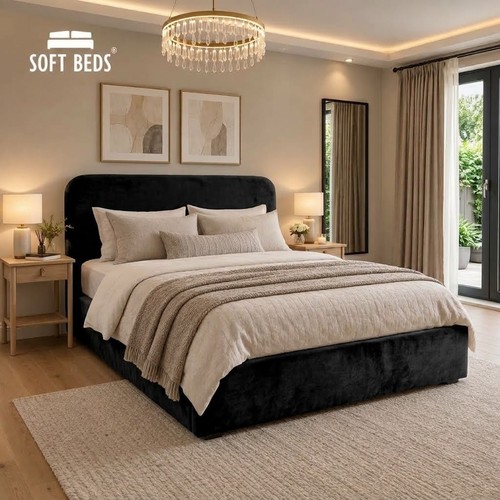 Panel bed frame plush - plush, velvet