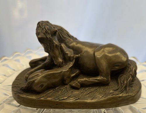 Vintage bronze resin horse and - resin,