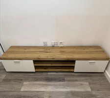 Large TV Stand Wooden Cabinet Unit Rustic Storage Shelves Modern Doors Cupboard