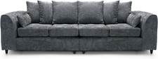 4 Seater Sofa Dark Grey Chenille Large Couch Modern Comfortable Seating