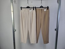 M&S Women's 2pcs Bundle Trousers Size 10 Beige Cream High Ankle Grazer New F2