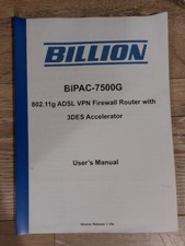 Billion BiPAC-7500G 802.11g ADSL VPN Firewall Router 3DES Accelerator Manual