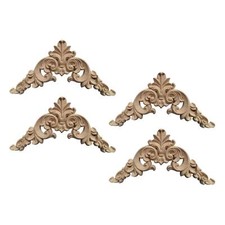 4Pcs Unpainted Wooden Carved