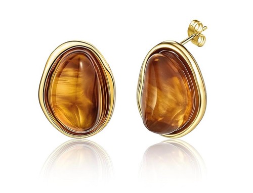 Amber stud earrings for women - amber,