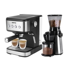 GEEPAS 20 Bar Espresso Cappuccino Coffee Machine & Conical Burr Coffee Grinder