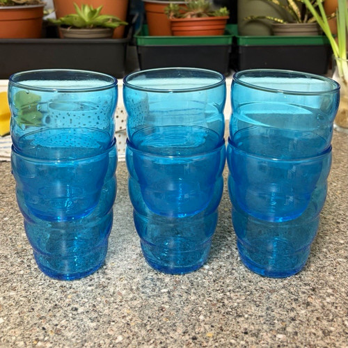 Set blue glass tumblers - 4,