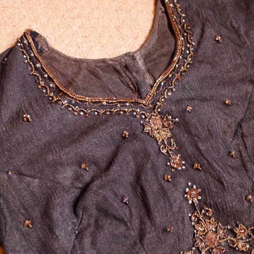 Black indian lehenga sari - black,
