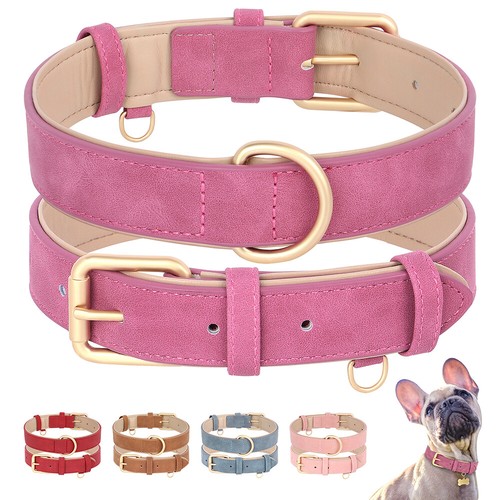 Leather dog collar with metal - collar,