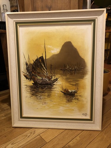 Vintage framed oil canvas - framed,