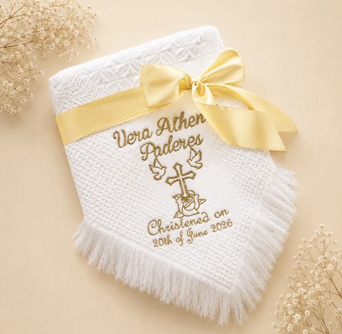 Embroidered baby blanket - embroidered, shawl