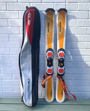 Salomon Snow Blade Snowblade Skis 98cm Bindings Carry Bag Case Mini Skis Orange
