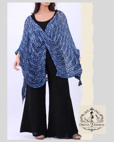 Womens blue crochet - blue, poncho