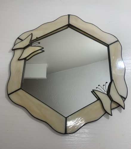 Vintage stain glass mirror - vintage,