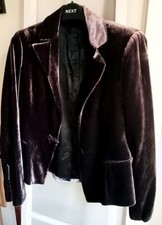 Sonia Fortuna Italian Designer Purple Velvet Silk Blend Jacket Size 10/12