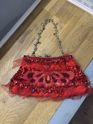 Red satin organza butterfly - red,