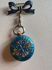 VERY RARE Antique Victorian Swiss Blue Guilloche Enamel Nurses Pocket Watch Fob