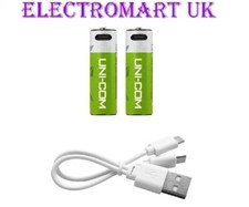 2 X USB RECHARGEABLE AAA MN2400 NI-MH BATTERIES + TWIN C TYPE USB CHARGER CABLE
