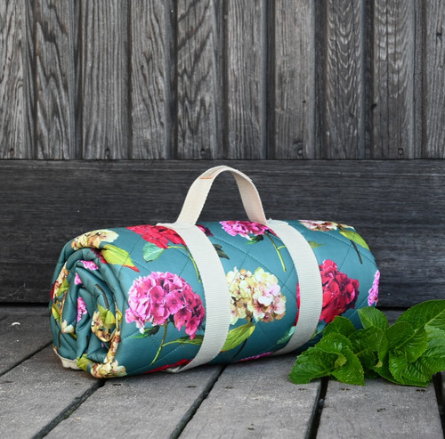 Teal floral luxury - teal, quilted