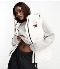 Tommy Jeans Hilfiger White Gilet Waistcoat Puffer Puffa Jacket Coat Quilted NWT